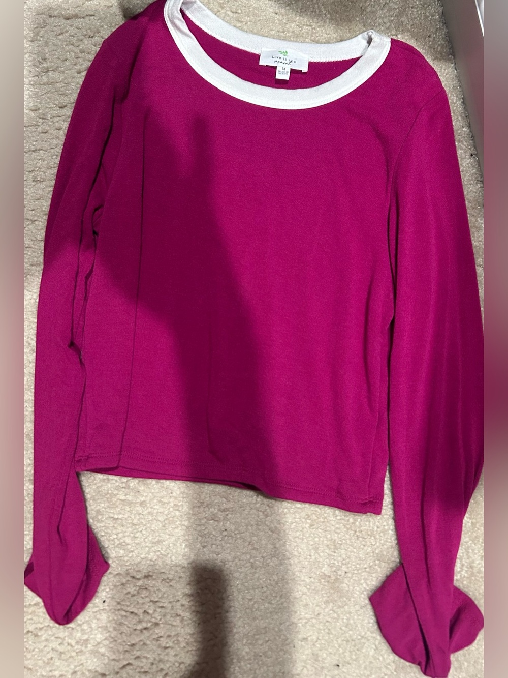 Live in the Moment Women’s Bright Fuchsia Long-Sleeve Lightweight Sweater M
